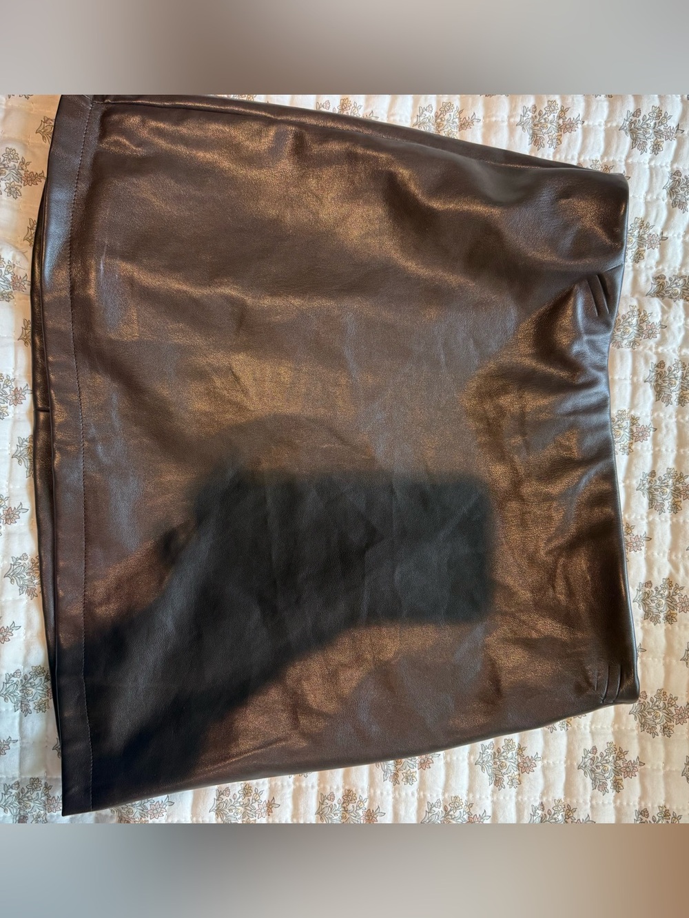 Katie J NYC Brown Faux Leather Mini Skirt